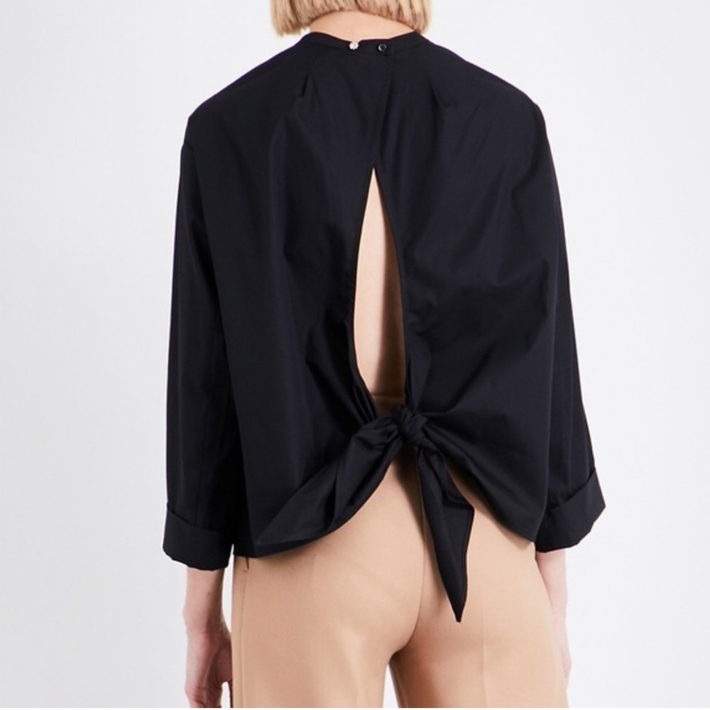 MAJE OPEN BACK TIE BLOUSE BLACK SIZE 3
